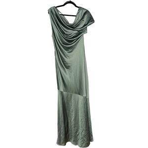 Significant Other US Size 10 Fern Green Olinda Dress Maxi One Shoulder Draping